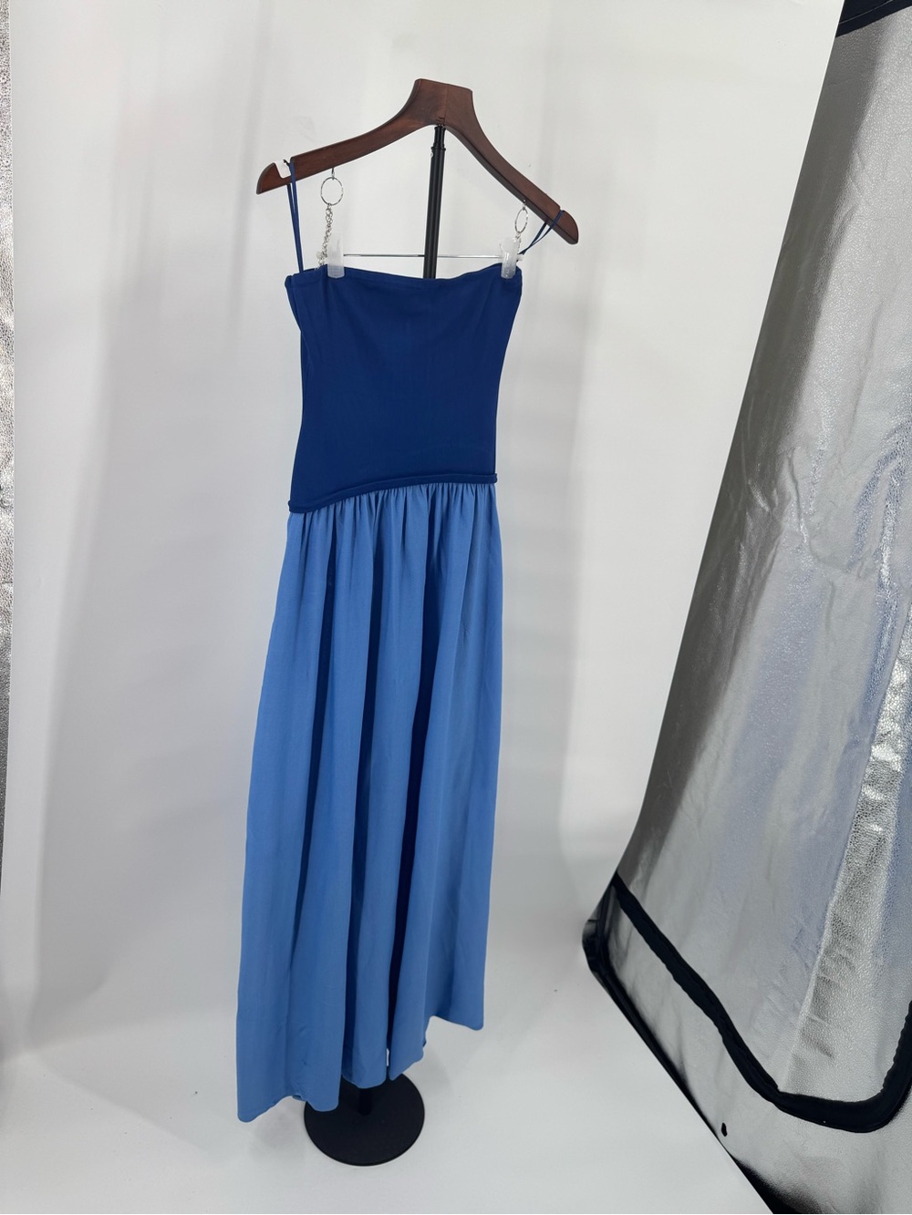 SOLID & STRIPED Two-Tone Blue Strapless Maxi Dress - Picture 7 of 12